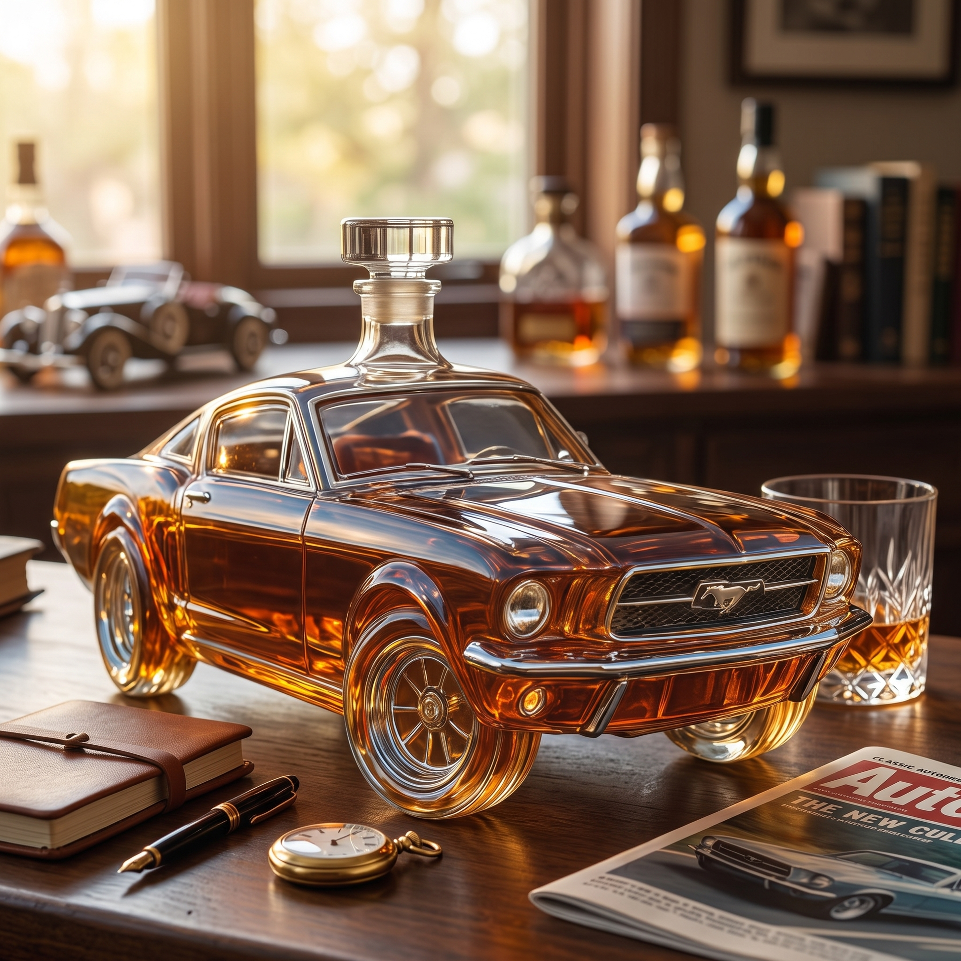 Mustang Car Shaped Glass Whiskey Decanter for Home Bars and Car Fans 7