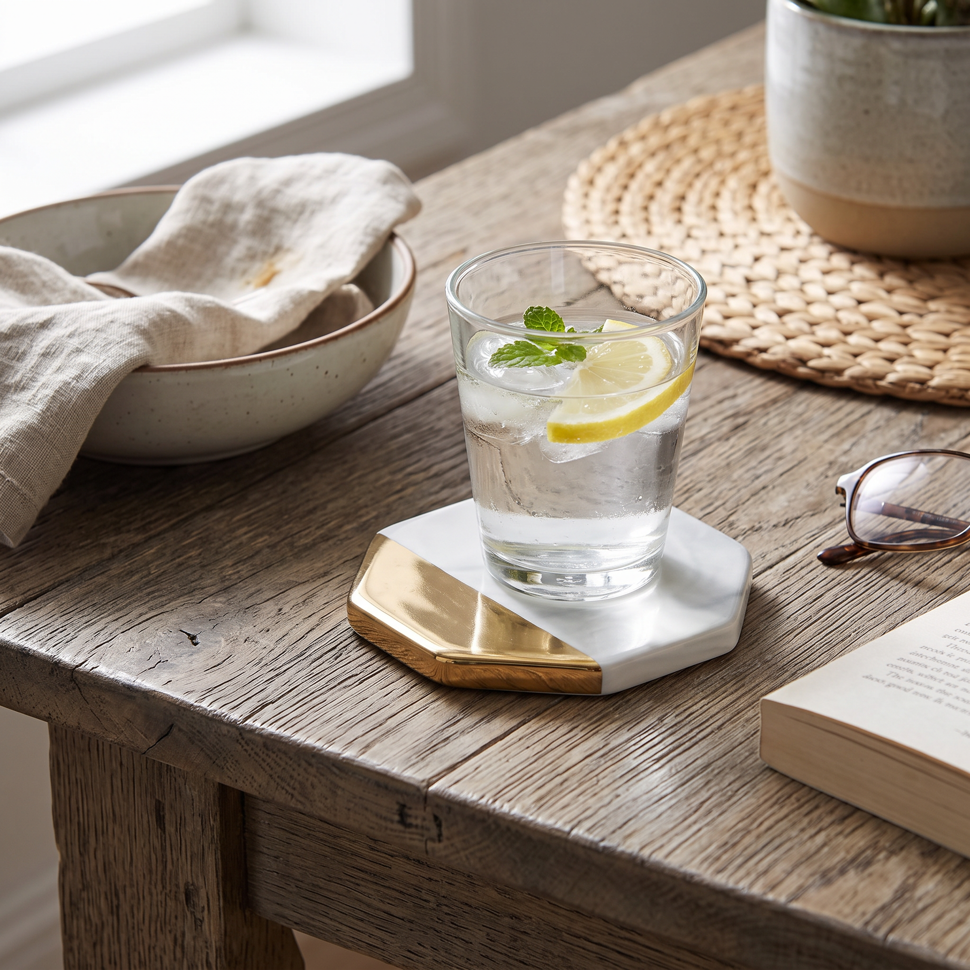 Natural Marble Drink Coasters in Circle, Ring, Square or Octagon 12