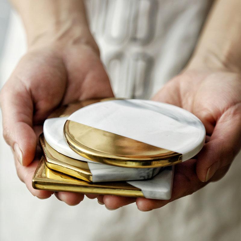 Natural Marble Drink Coasters in Circle, Ring, Square or Octagon 6