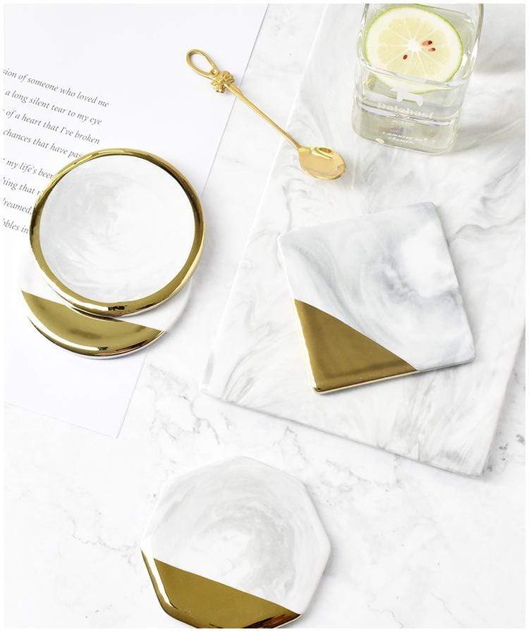 Natural Marble Drink Coasters in Circle, Ring, Square or Octagon 7