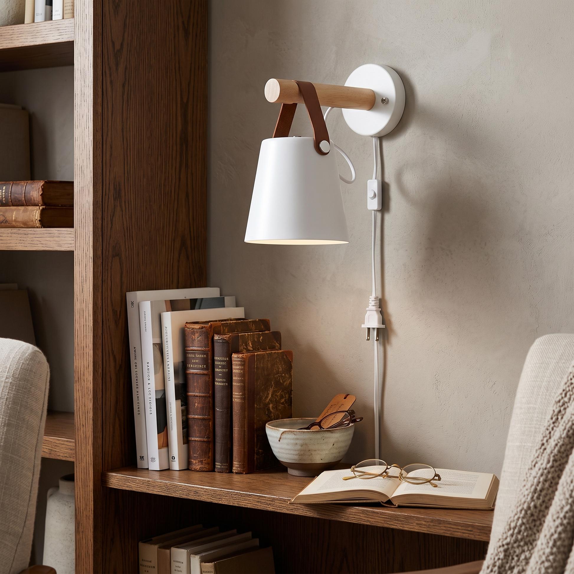 Nordic Wooden Wall Sconce in Plug In or Hardwired Options 13