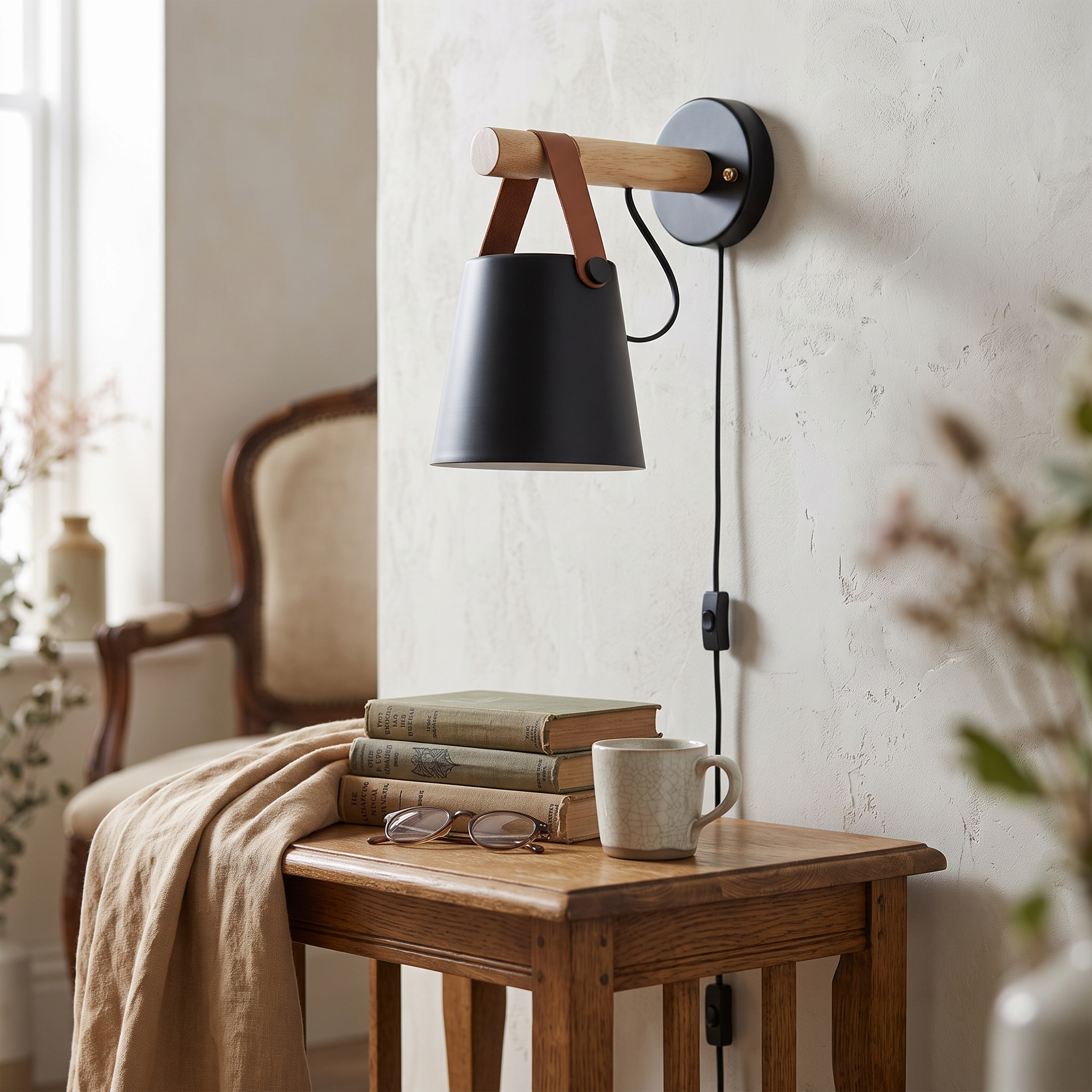 Nordic Wooden Wall Sconce in Plug In or Hardwired Options 14