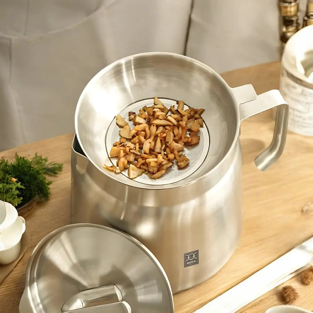 Oil Strainer Frying Pot, Stainless Steel with Built-In Filter Net 4