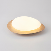 Pebble Shaped Wood Grain LED Flush Mount Ceiling Light 0