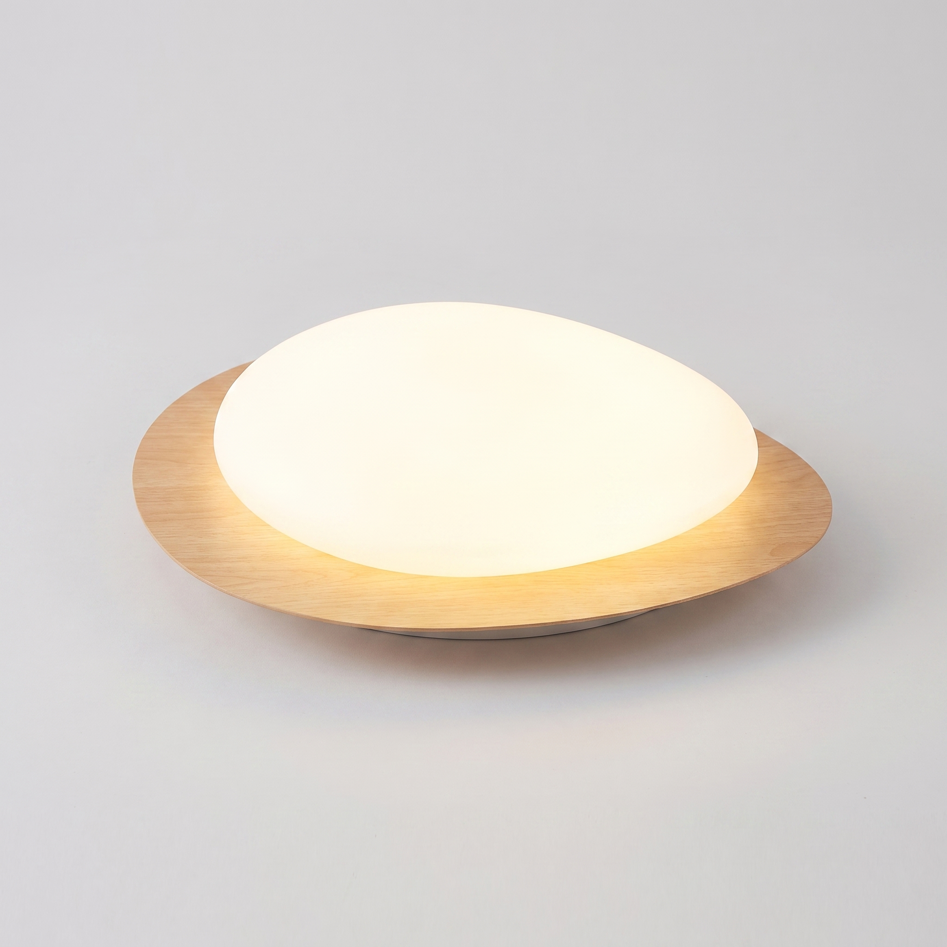 Pebble Shaped Wood Grain LED Flush Mount Ceiling Light 0