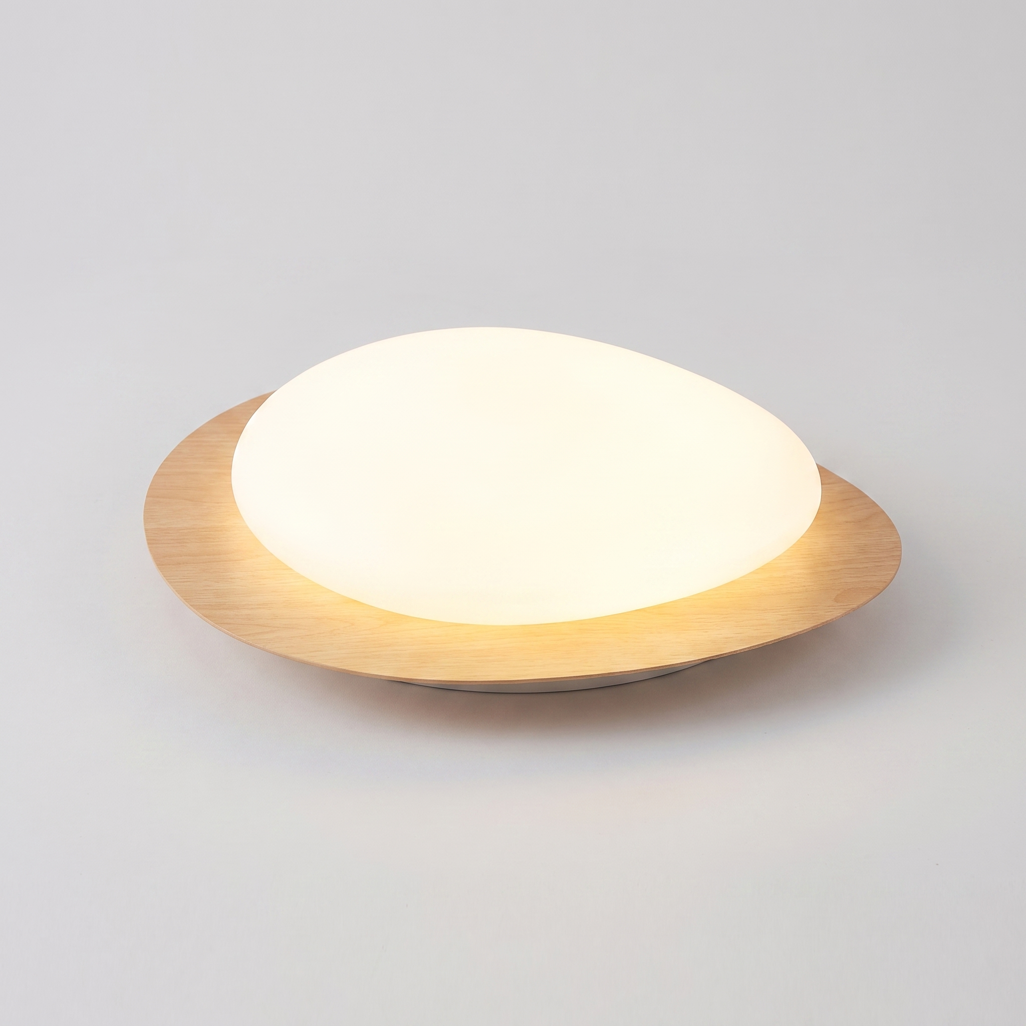 Pebble Shaped Wood Grain LED Flush Mount Ceiling Light 0