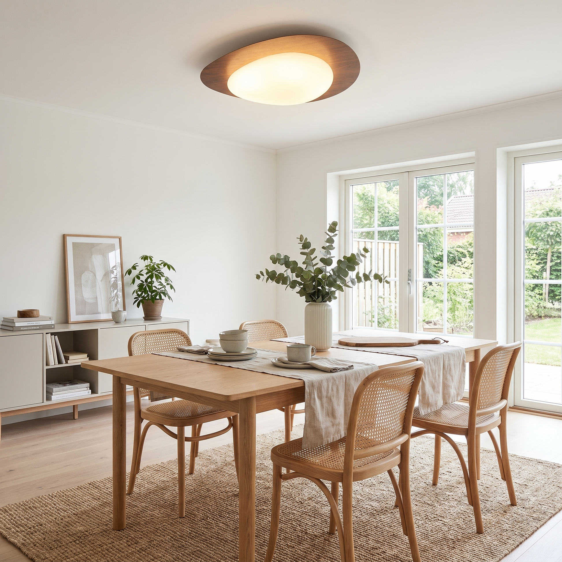 Pebble Shaped Wood Grain LED Flush Mount Ceiling Light 1