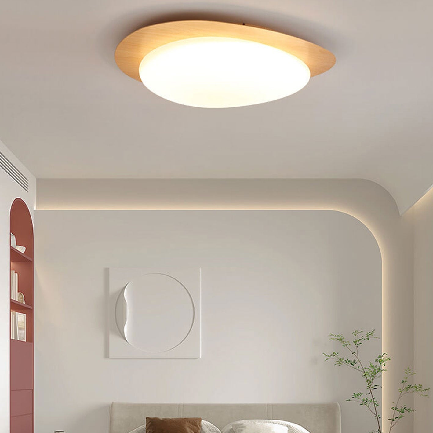 Pebble Shaped Wood Grain LED Flush Mount Ceiling Light 10