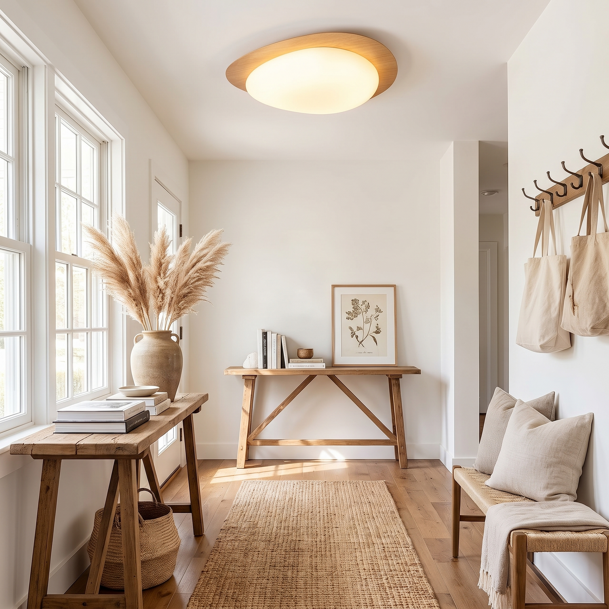 Pebble Shaped Wood Grain LED Flush Mount Ceiling Light 13