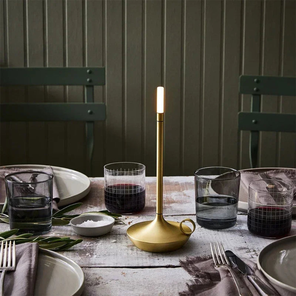 Portable Outdoor Candle Lantern, Aluminum with Warm LED Light 0