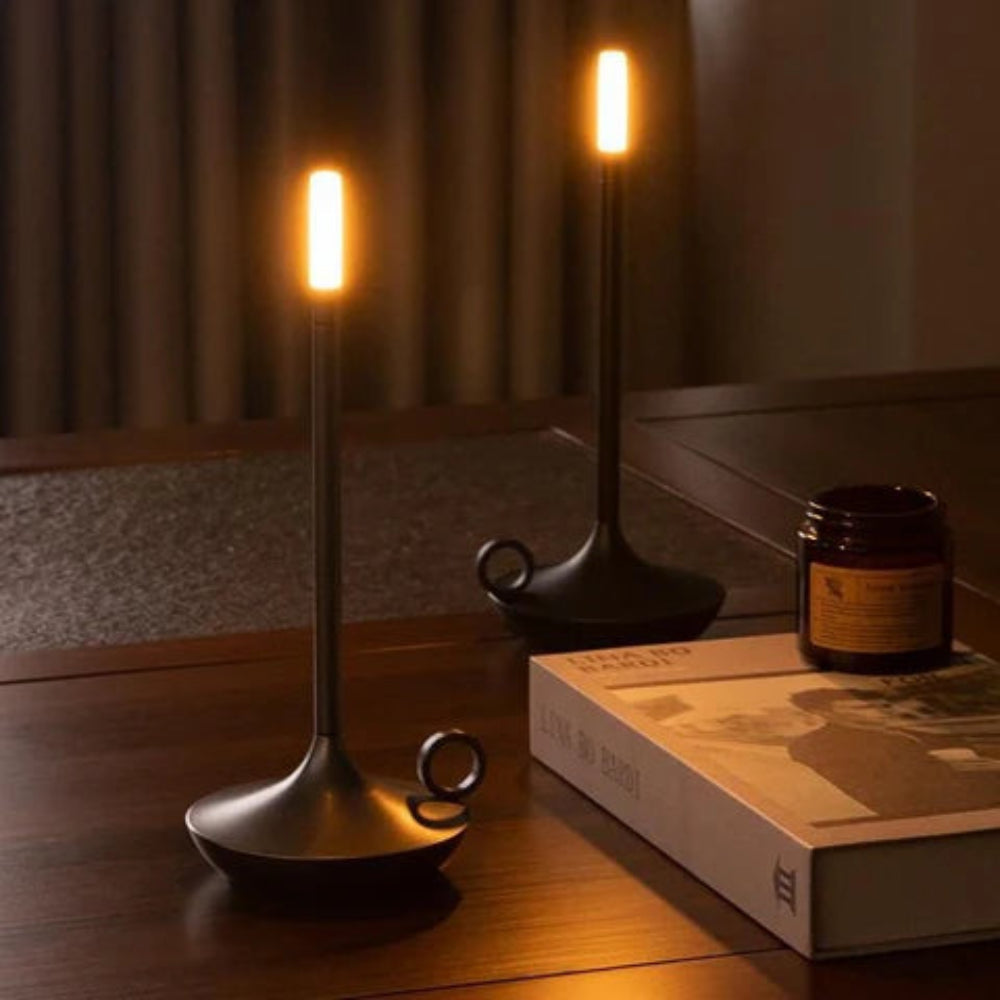 Portable Outdoor Candle Lantern, Aluminum with Warm LED Light 8