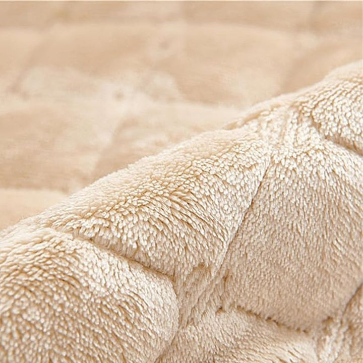 Close-up of beige textured fabric