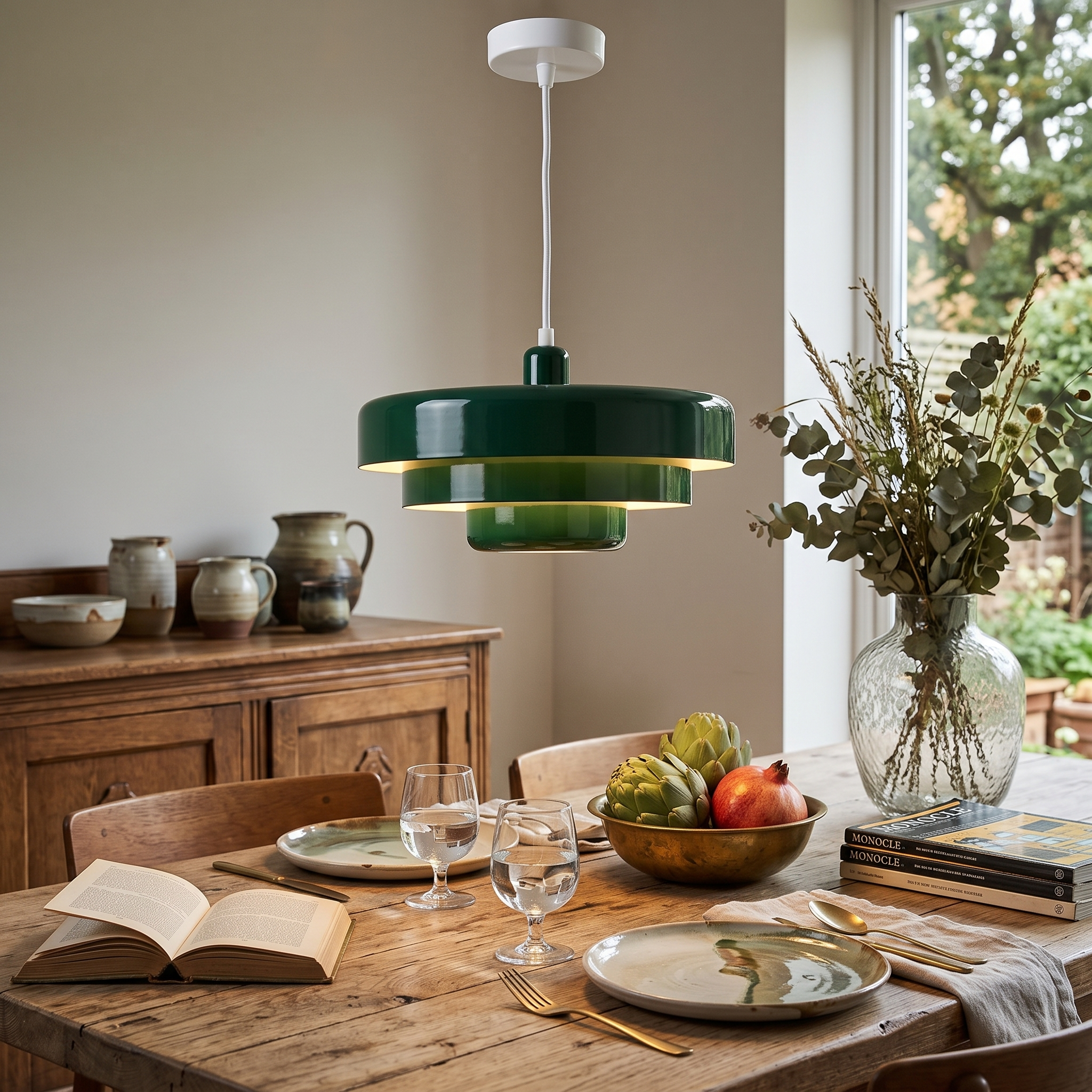 Retro Bauhaus Pendant Lamp in Orange, Green or White Finishes 9