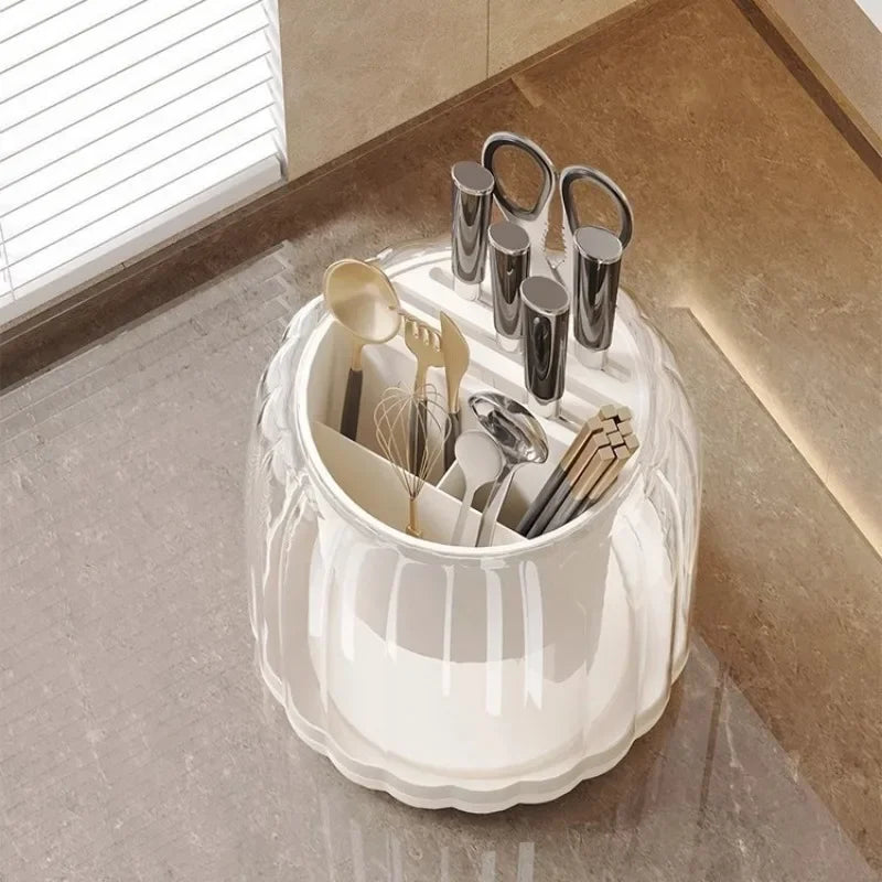 Rotating Kitchen Utensil Holder, Plastic with Drainage Tray 1