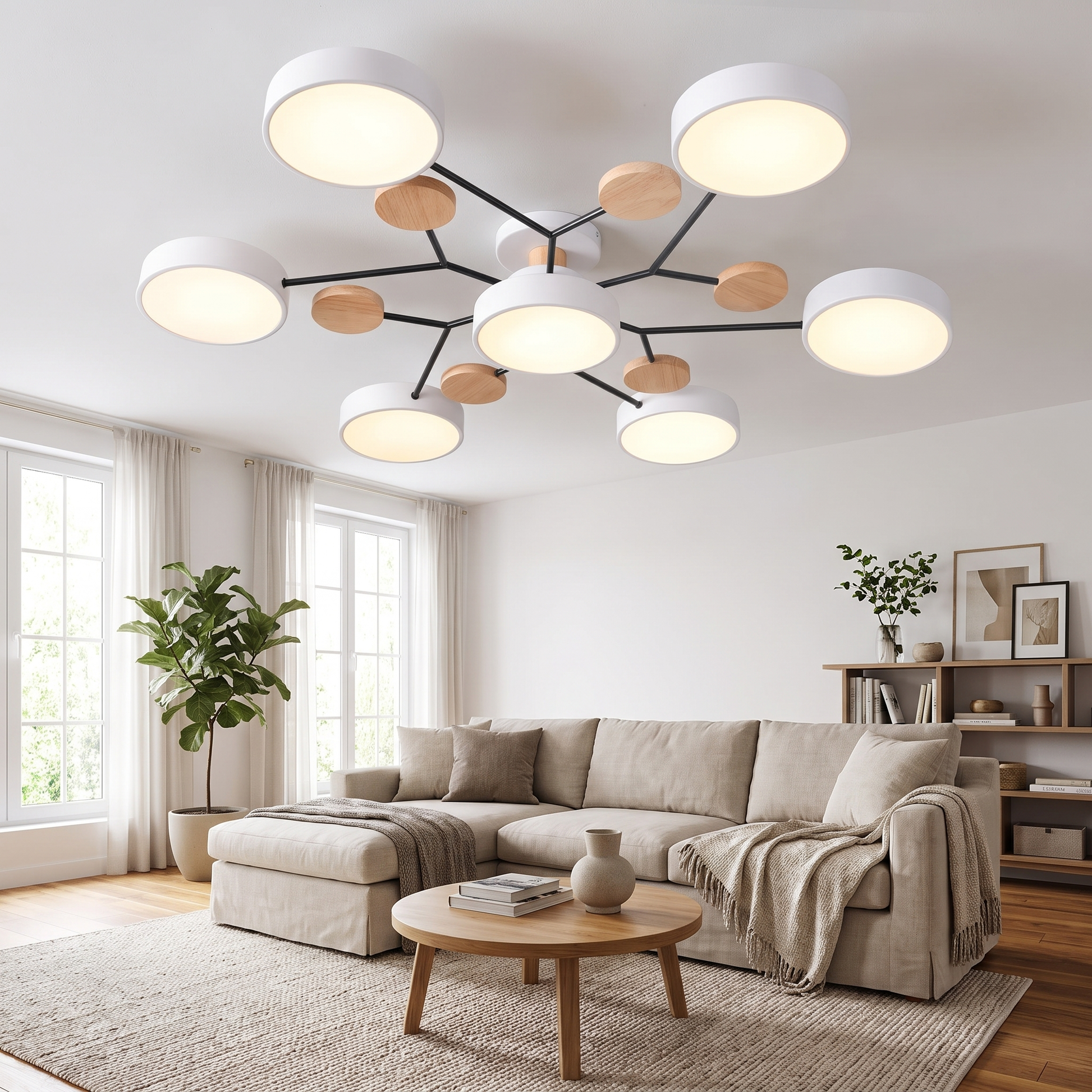 Round Molecule Branch LED Semi-Flush Ceiling Light for Living Rooms 10