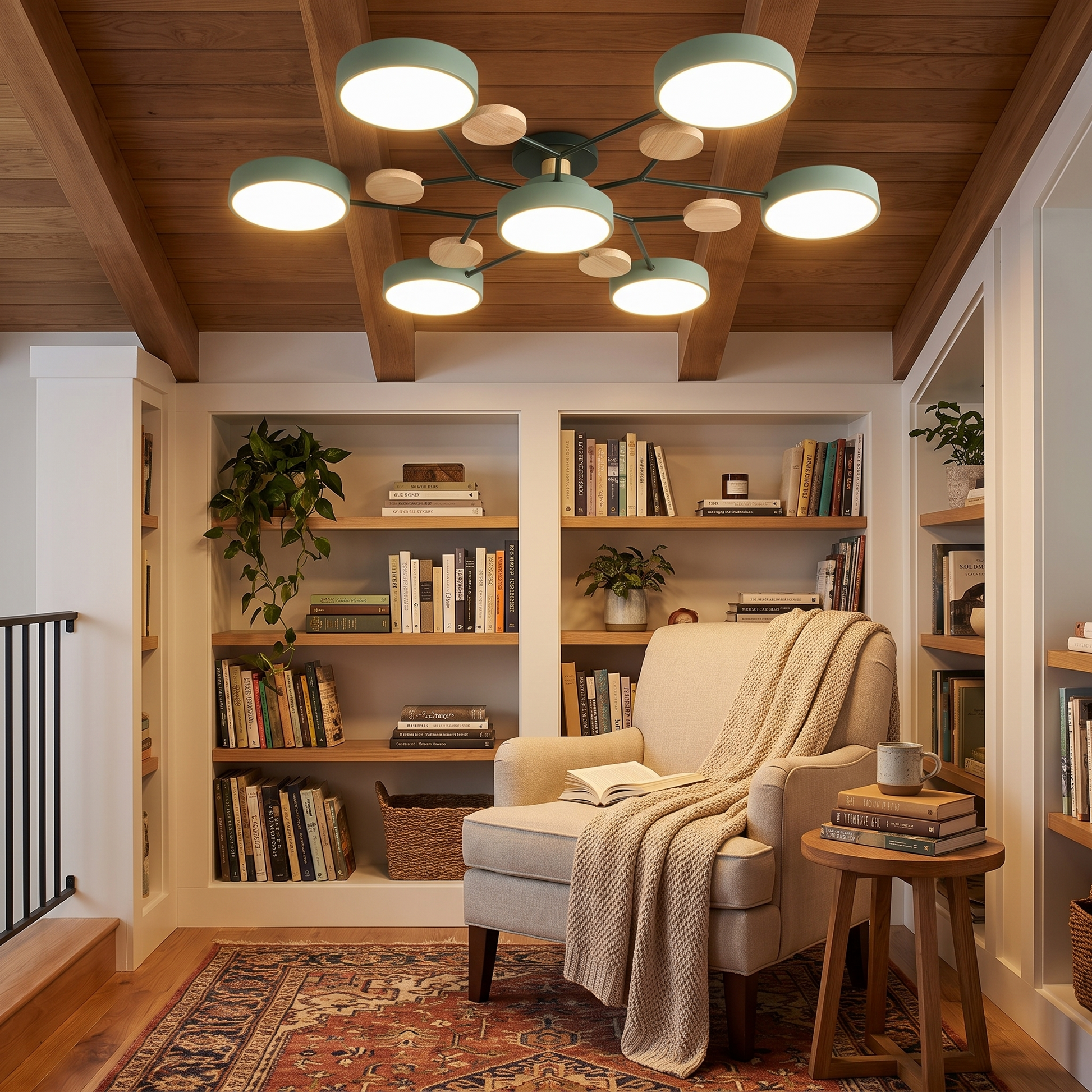 Round Molecule Branch LED Semi-Flush Ceiling Light for Living Rooms 11