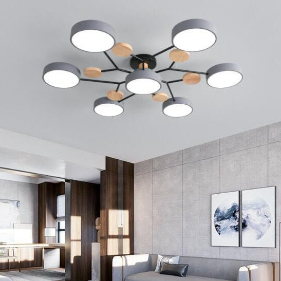 Round Molecule Branch LED Semi-Flush Ceiling Light for Living Rooms 13