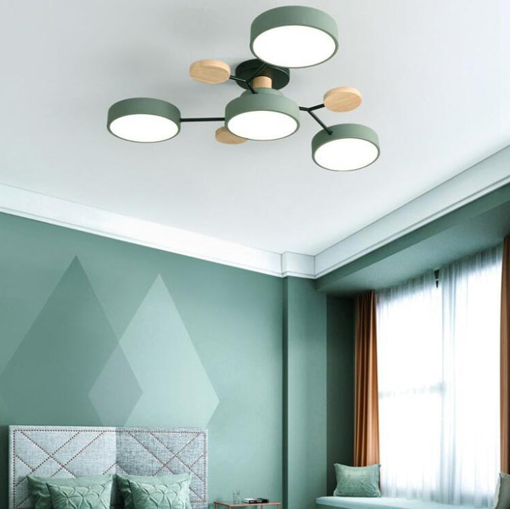 Round Molecule Branch LED Semi-Flush Ceiling Light for Living Rooms 14