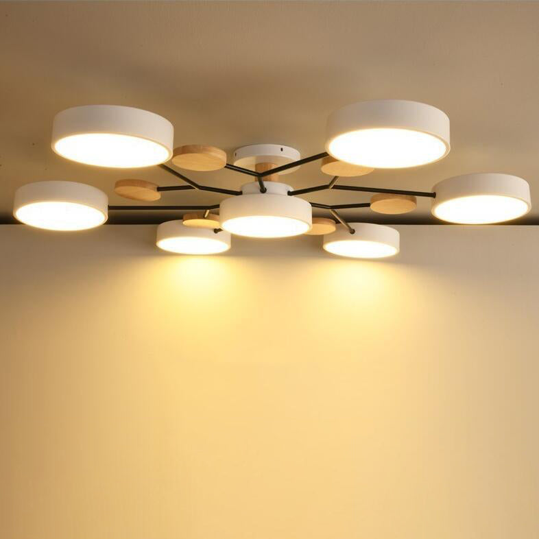 Round Molecule Branch LED Semi-Flush Ceiling Light for Living Rooms 15
