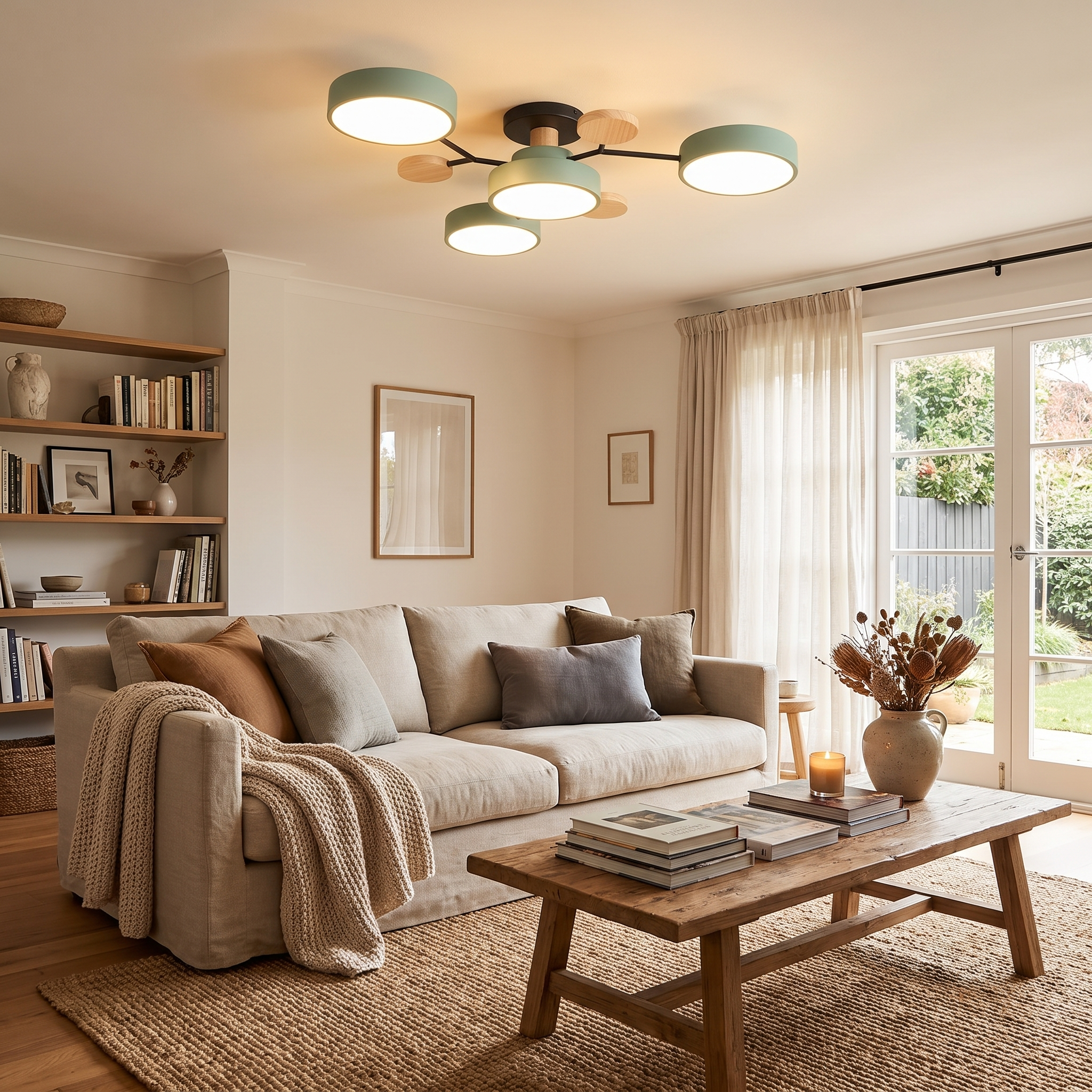 Round Molecule Branch LED Semi-Flush Ceiling Light for Living Rooms 2