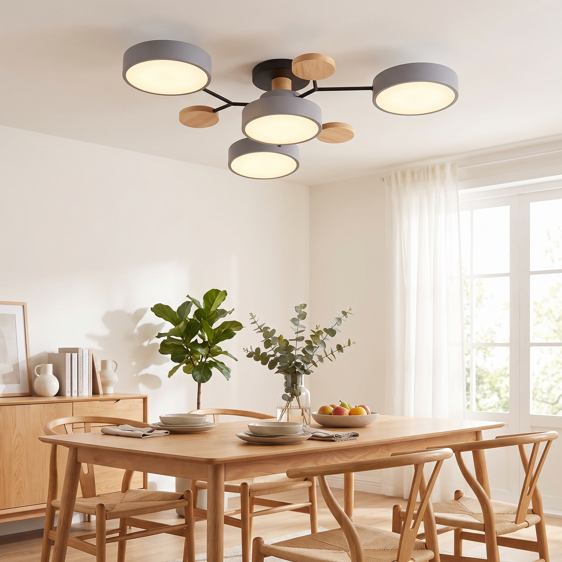 Round Molecule Branch LED Semi-Flush Ceiling Light for Living Rooms 3