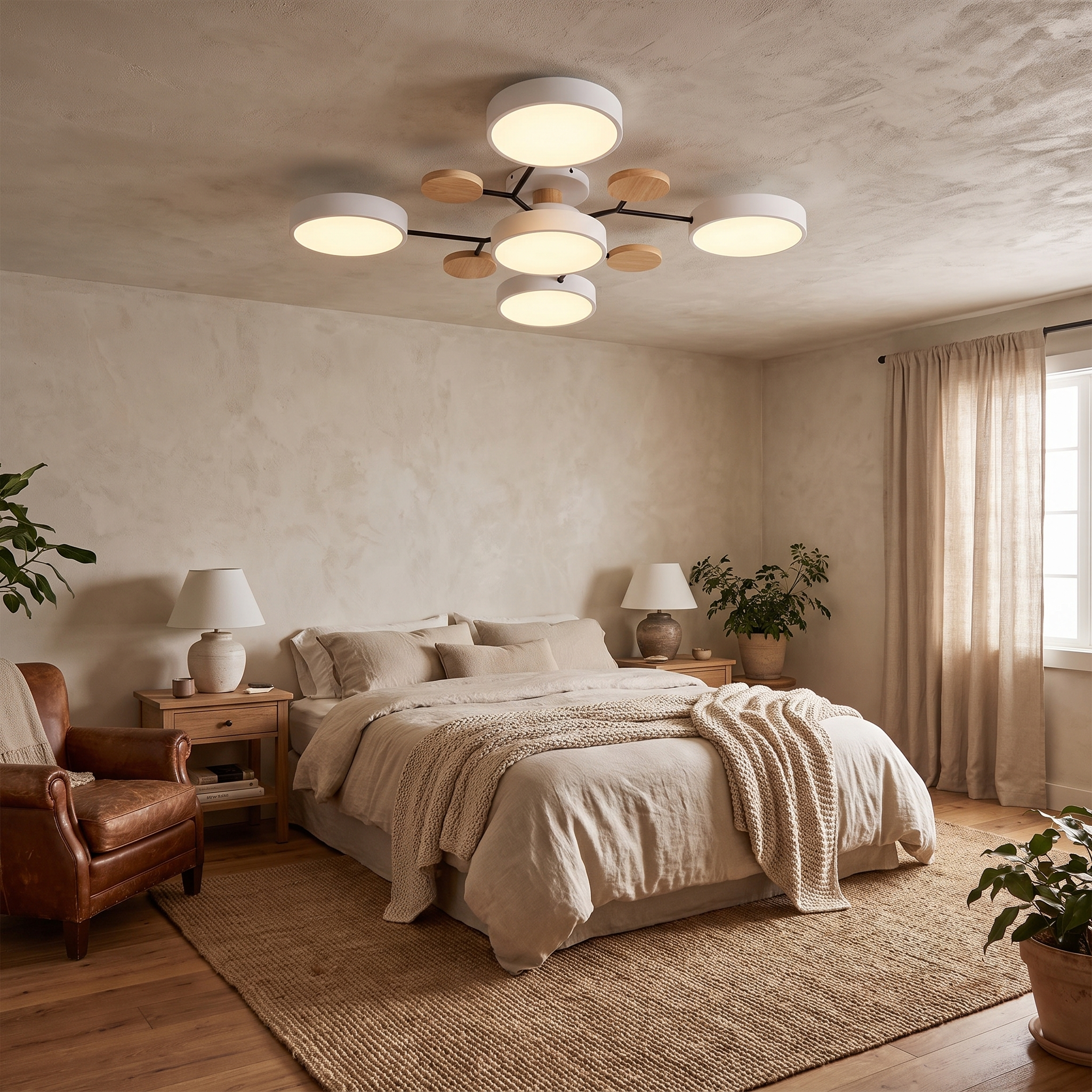 Round Molecule Branch LED Semi-Flush Ceiling Light for Living Rooms 4