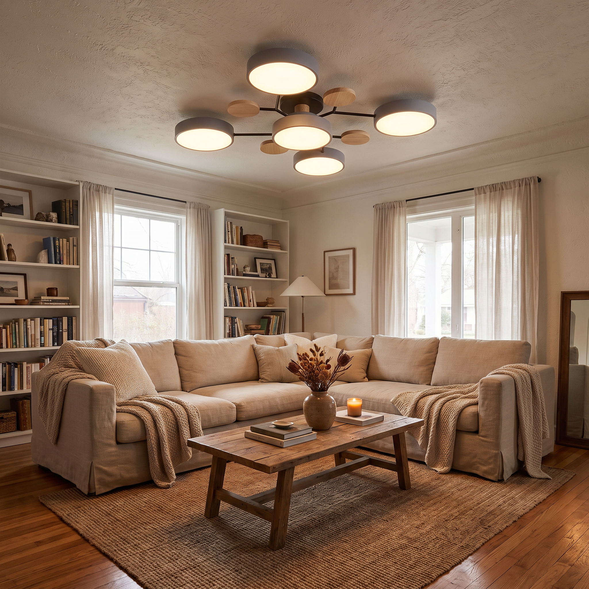 Round Molecule Branch LED Semi-Flush Ceiling Light for Living Rooms 6