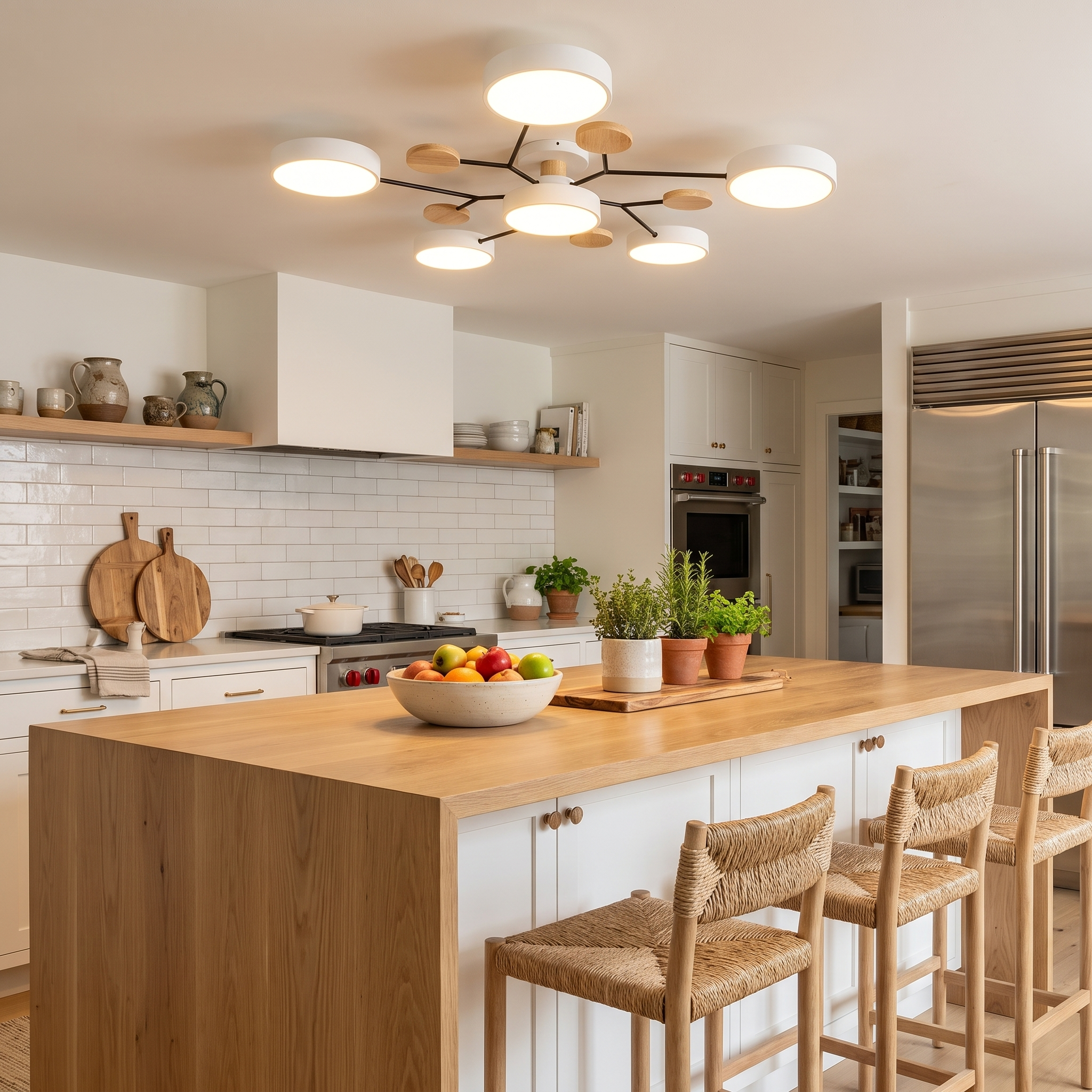 Round Molecule Branch LED Semi-Flush Ceiling Light for Living Rooms 7