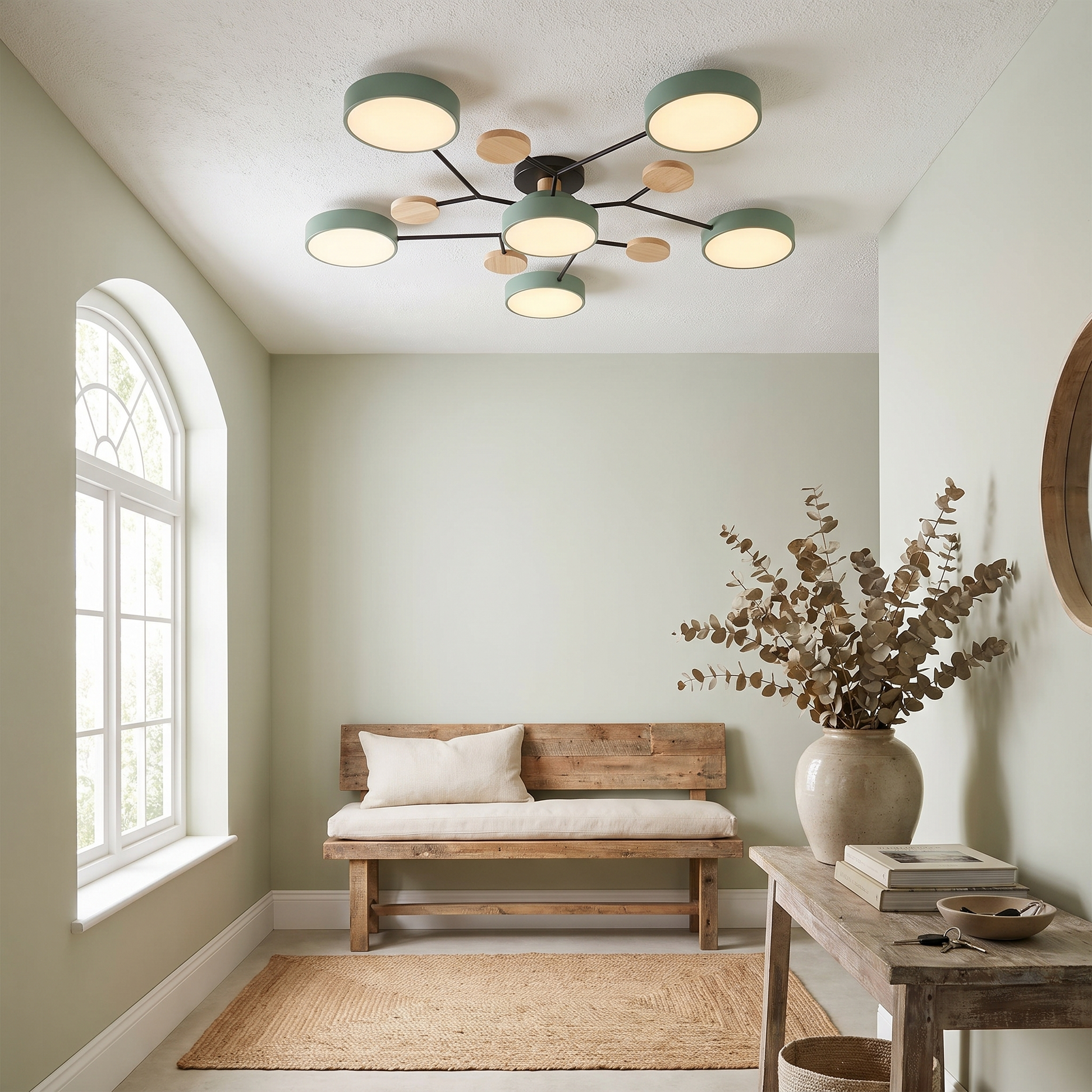 Round Molecule Branch LED Semi-Flush Ceiling Light for Living Rooms 8