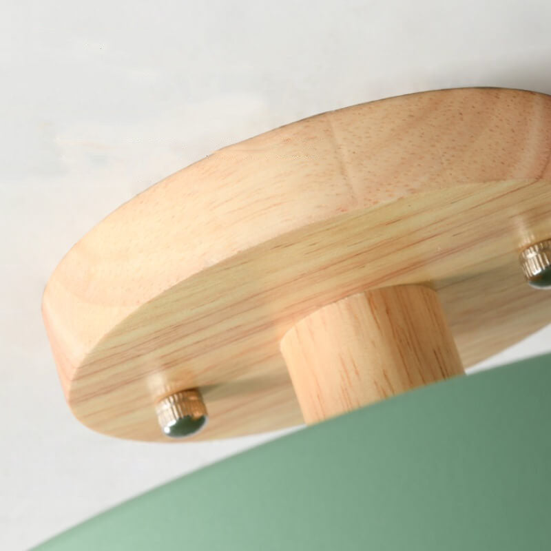 Round Wood LED Semi-Flush Ceiling Light in Five Color Options 3
