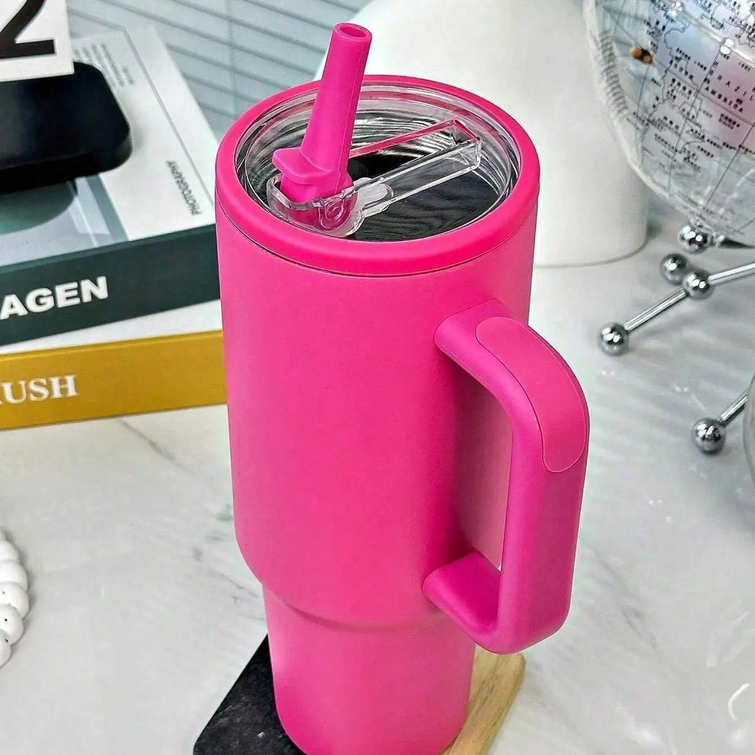 Large Capacity Car Insulated Water Bottle 40oz Leak-Proof Stainless Steel Travel Cup with Lid Straw Handle for Hot Cold Drinks