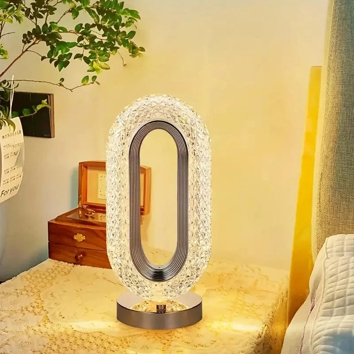 1pc Luxury Oval Crystal Table Lamp, Mini USB Charging Lamp for Office, Bedside Night Light Decorative Round Table Lamp for Bedro
