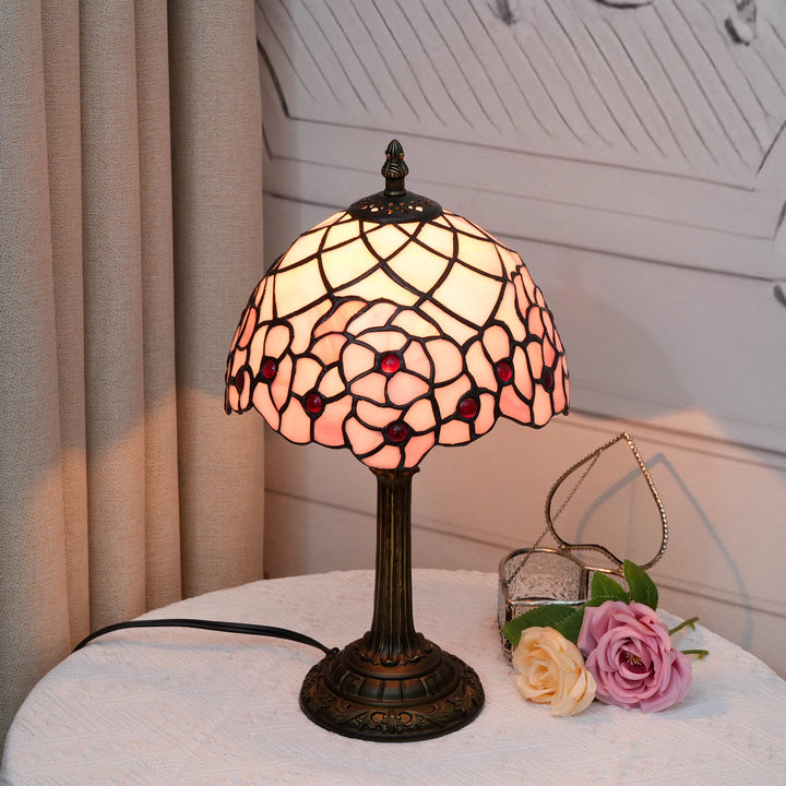 Pink Cherry Blossoms Stained Glass Table Lamp Living Room Bedroom Dorm Kitchen Home Decor Mother's Day Festival Birthday Gift