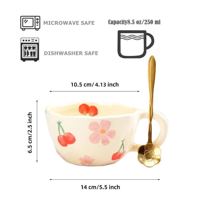 Ceramic Mugs Coffee Cups Hand Pinched Irregular Flower Milk Tea Cup Ins Korean Style Oatmeal Breakfast Mug Drinkware Kitchen