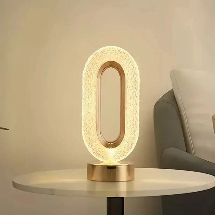 1pc Luxury Oval Crystal Table Lamp, Mini USB Charging Lamp for Office, Bedside Night Light Decorative Round Table Lamp for Bedro