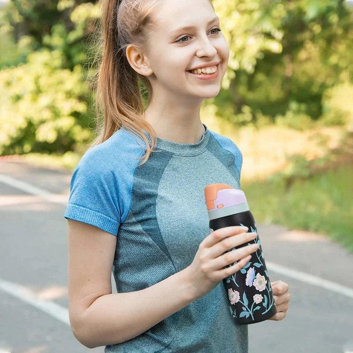 32oz Stainless Steel Thermos Water Bottle Cute Travel Vacuum Flasks  Thermal Cup With Straw Sports Gym Water Bottle For Woman