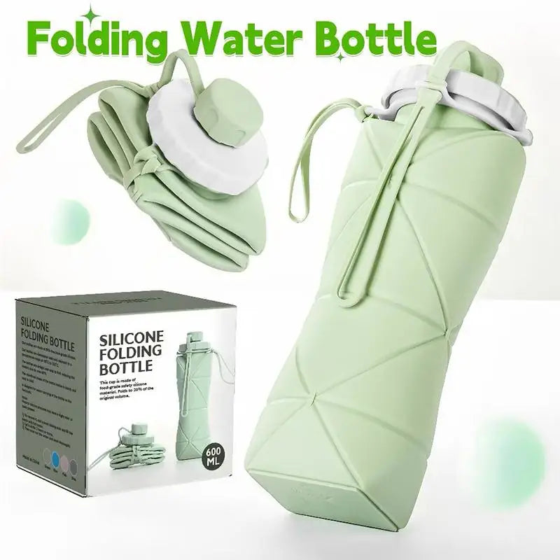 600ML Silicone Sports Tumbler Leak Proof Reusable Collapsible Foldable Water Bottles