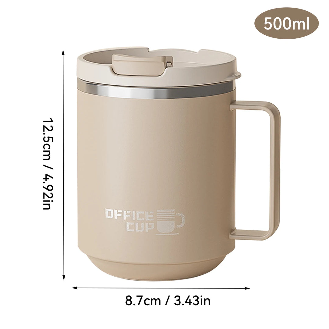 500ml Double-layer Mug 304 Stainless Steel Insulated Coffee Cup With Handle Portable Sealed Water Cup Drinkware For Student Kid
