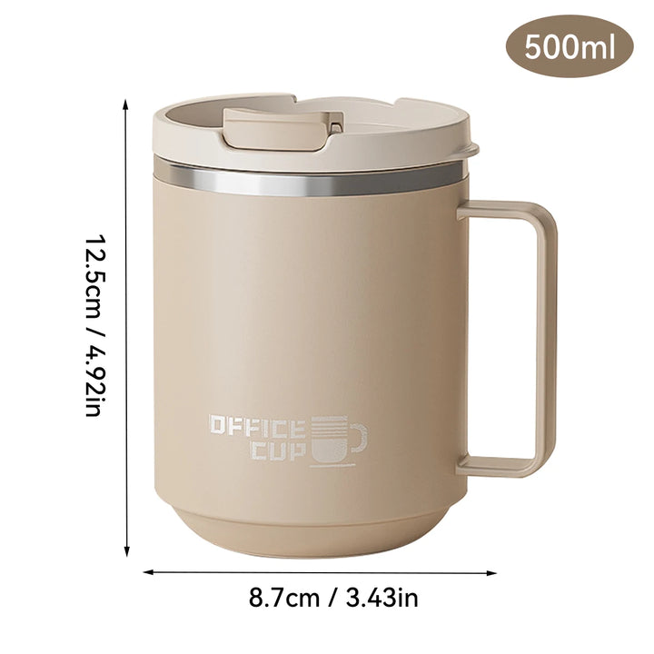 500ml Double-layer Mug 304 Stainless Steel Insulated Coffee Cup With Handle Portable Sealed Water Cup Drinkware For Student Kid