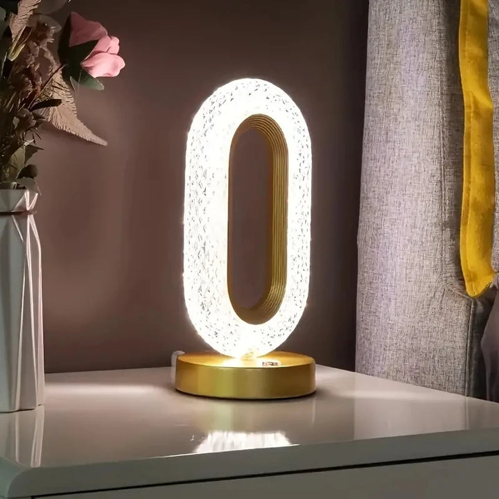 1pc Luxury Oval Crystal Table Lamp, Mini USB Charging Lamp for Office, Bedside Night Light Decorative Round Table Lamp for Bedro