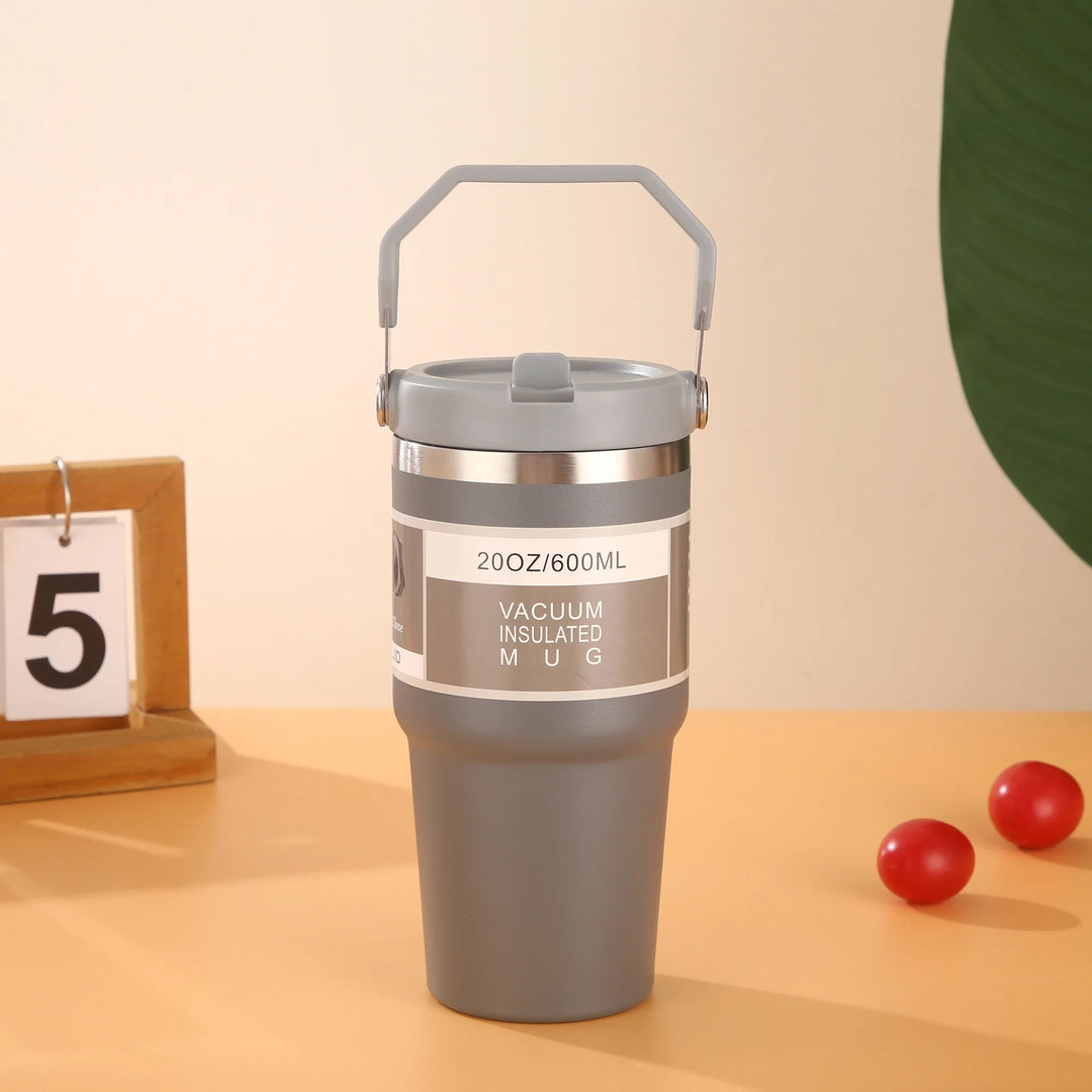 30oz Large Capacity Portable Car Cup Stainless Steel Thermos Cup with Straw & Handle Travel Sports Water Bottle Vacuum Flask