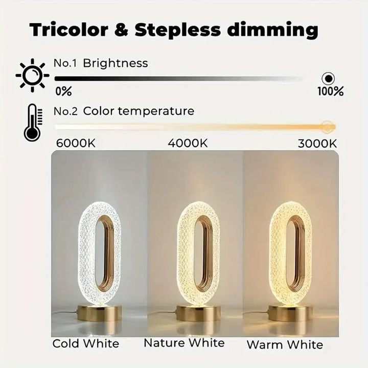 1pc Luxury Oval Crystal Table Lamp, Mini USB Charging Lamp for Office, Bedside Night Light Decorative Round Table Lamp for Bedro