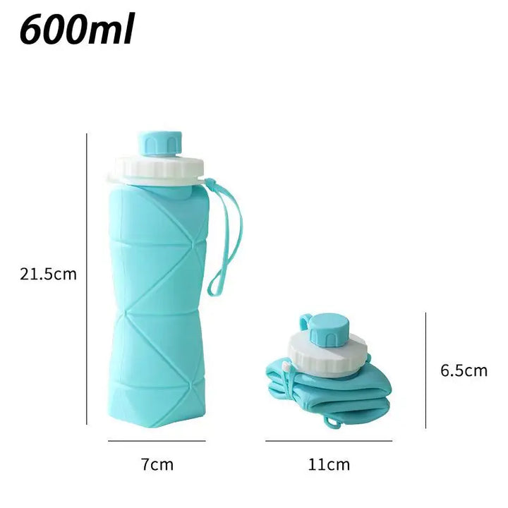 600ML Silicone Sports Tumbler Leak Proof Reusable Collapsible Foldable Water Bottles