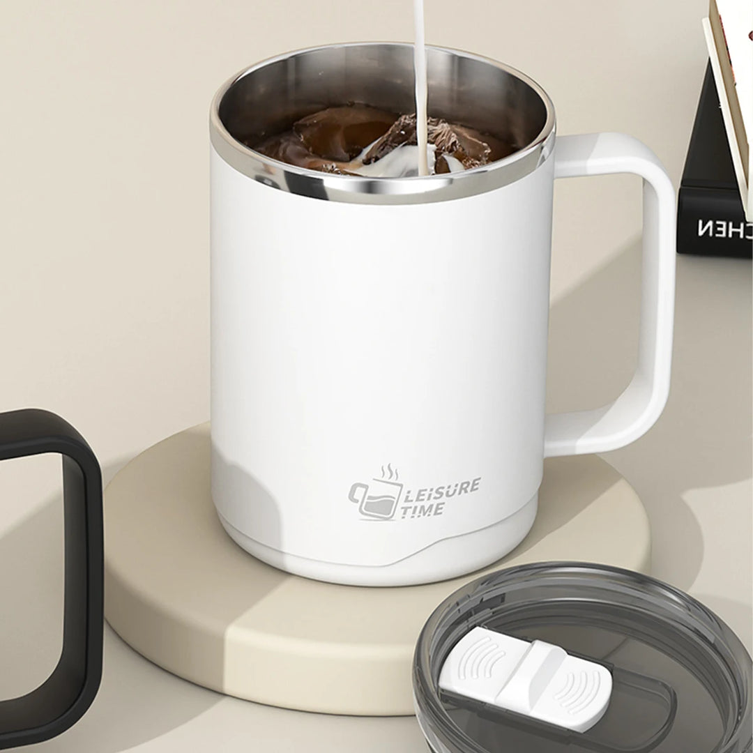 500ml Double-layer Mug 304 Stainless Steel Insulated Coffee Cup With Handle Portable Sealed Water Cup Drinkware For Student Kid