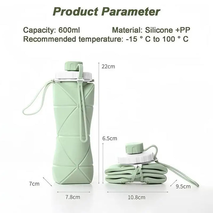 600ML Silicone Sports Tumbler Leak Proof Reusable Collapsible Foldable Water Bottles