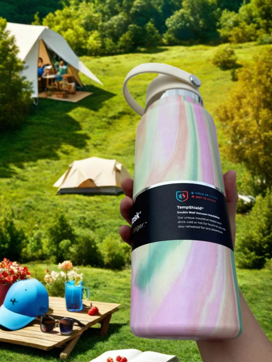 Camping water bottle, 20 oz, 32 oz, 40 oz vacuum insulated travel mug, portable straw car cup, high-quality women's holiday gift