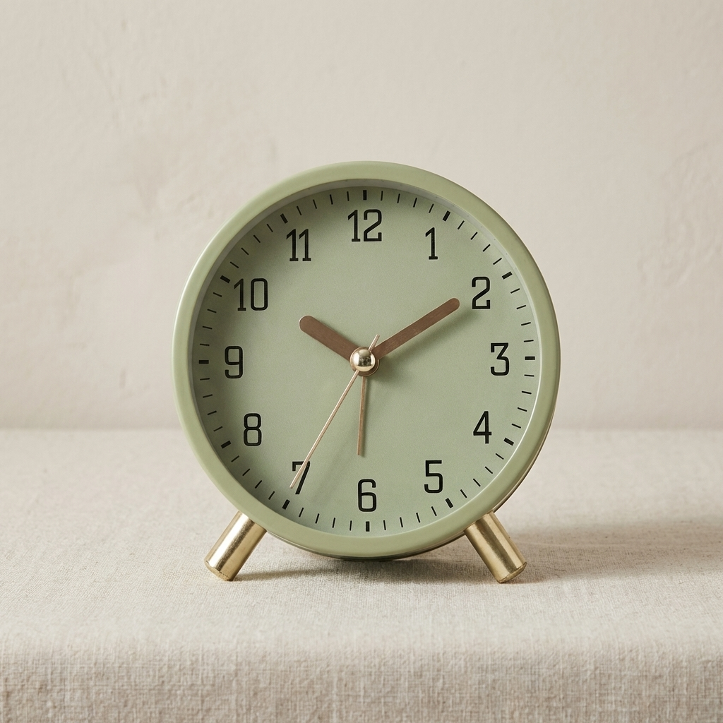 Scandinavian Table Clock, Metal and Glass Design with Silent Sweep Movement 1
