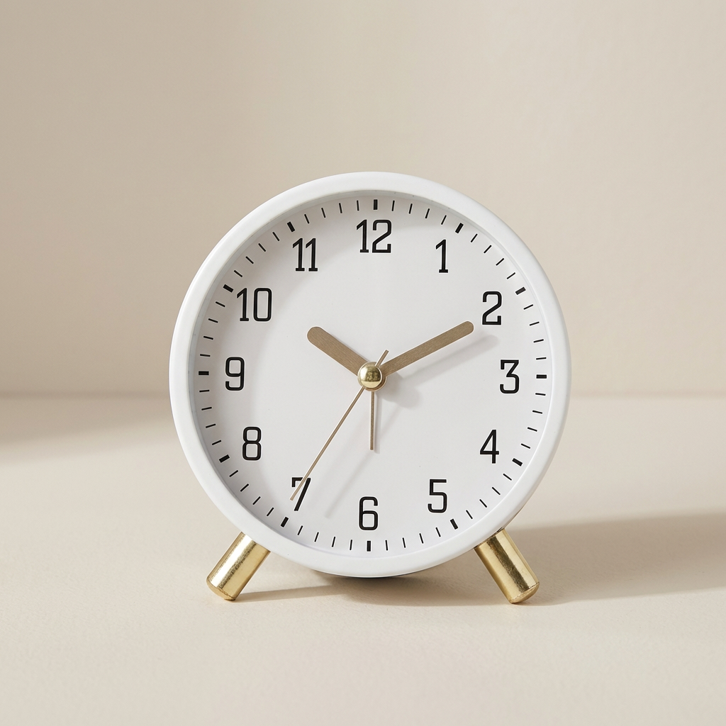Scandinavian Table Clock, Metal and Glass Design with Silent Sweep Movement 2