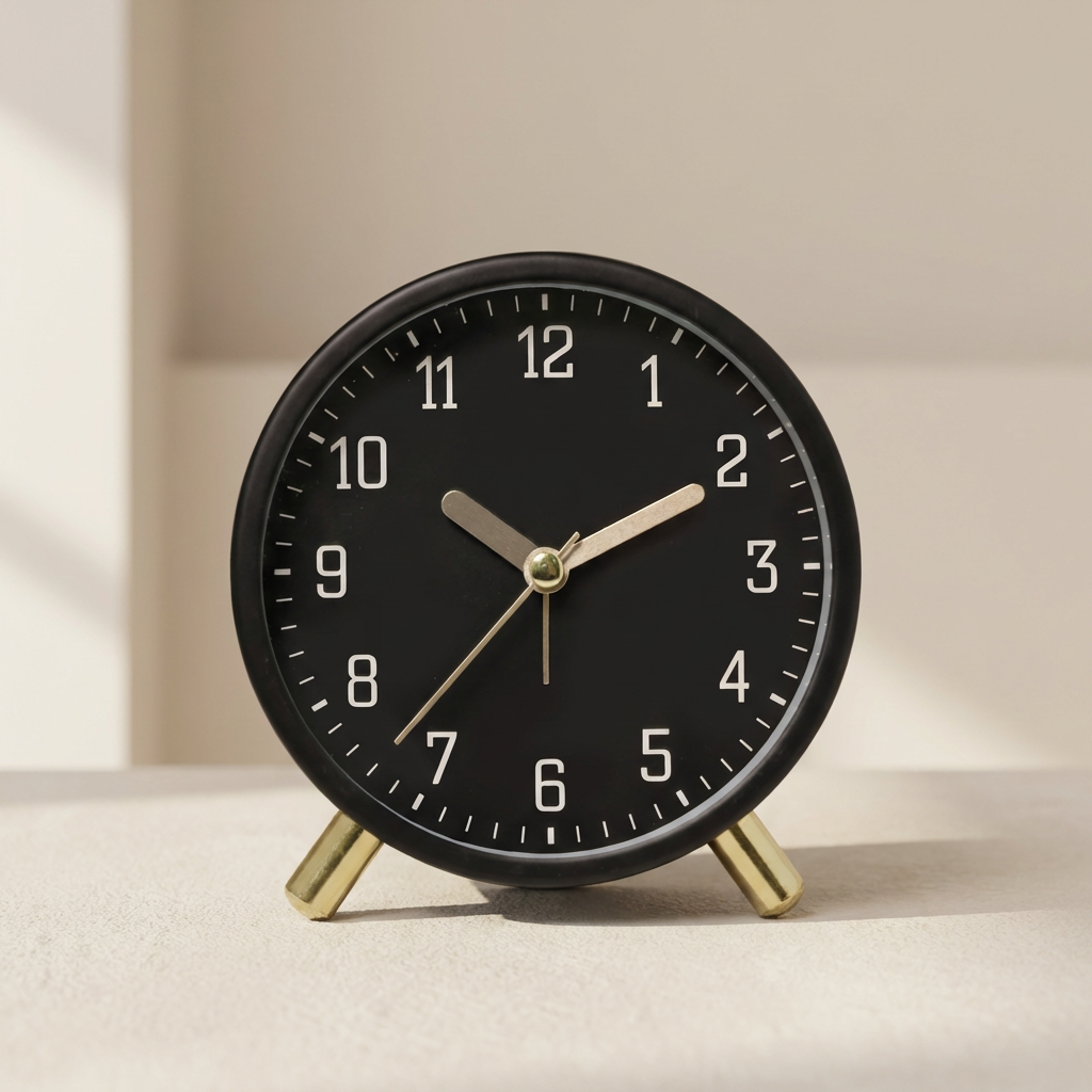 Scandinavian Table Clock, Metal and Glass Design with Silent Sweep Movement 3