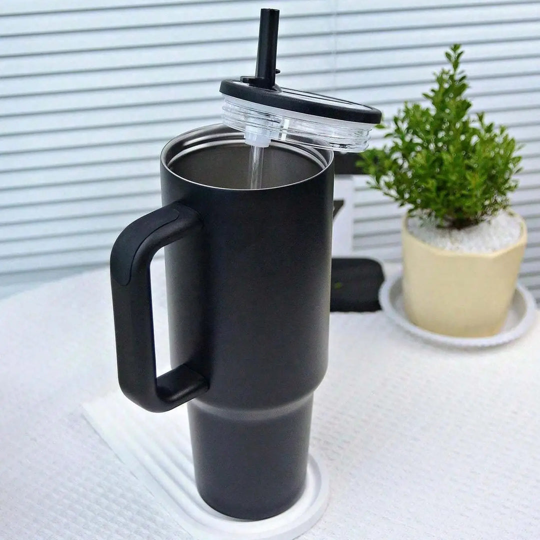 Large Capacity Car Insulated Water Bottle 40oz Leak-Proof Stainless Steel Travel Cup with Lid Straw Handle for Hot Cold Drinks